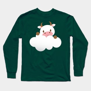 Cute Baby Cow on a Cloud Long Sleeve T-Shirt